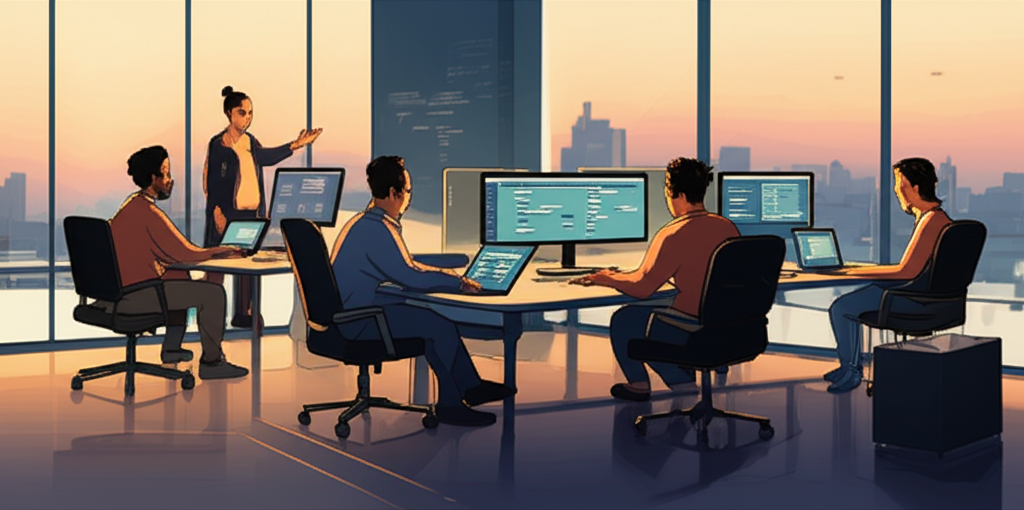 オフィスで働く開発者たち